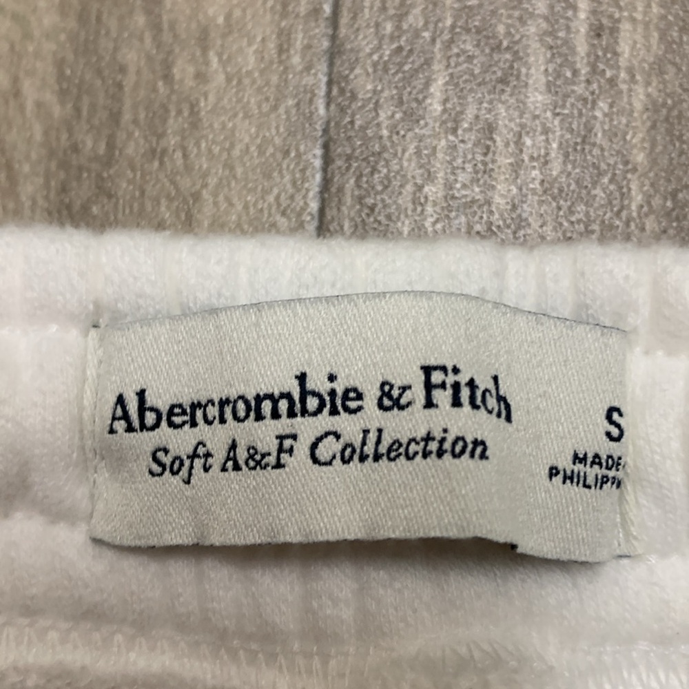 Abercrombie & Fitch White Fleece Track Joggers - Picture 6 of 7